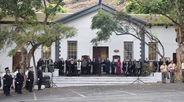 Governor Phillips issuing the Proclamation outside the Court House in Jamestown, St Helena